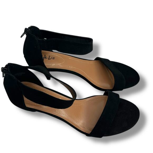 Style & Co Paycee Black Heels Size 8.5 Mid Height Ankle Strap Open Toe Pumps EUC - Picture 9 of 11